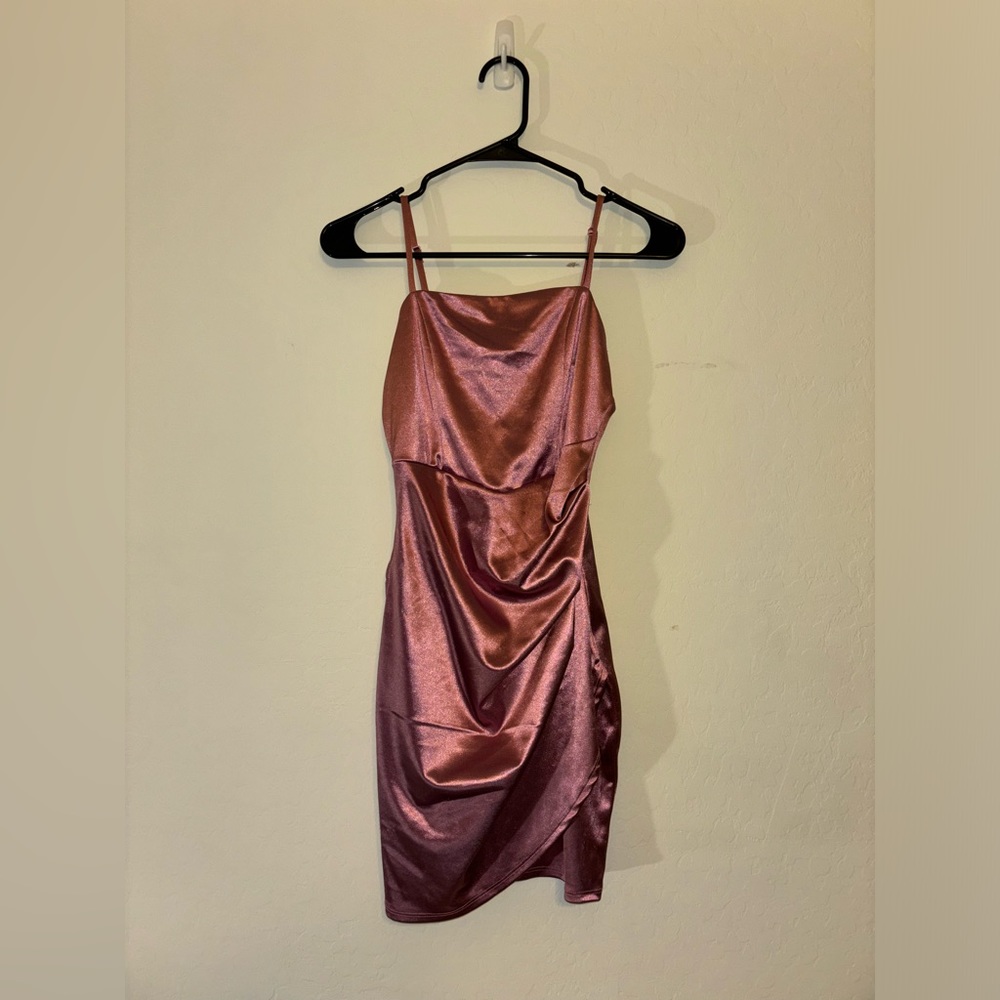 Dusty Rose Pink Satin Dress